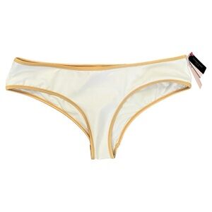 Victoria's Secret Swim Bottom White Gold Trim Mediterranean Beach Pool Spa NWT
